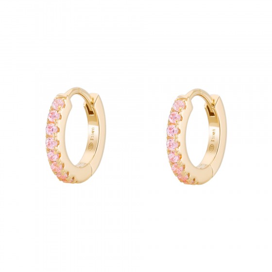 Matchy Color Shinny Pink Golden Hoops