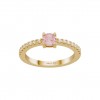 Anel Matchy Color Pink Solitaire Golden