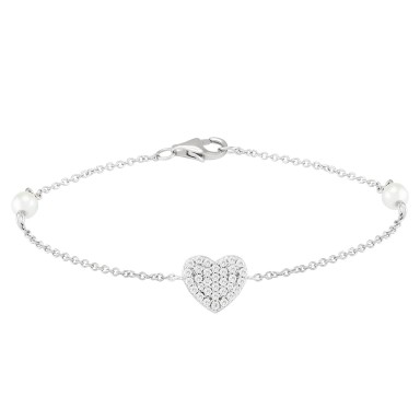 Classy Heart Pearls Bracelet