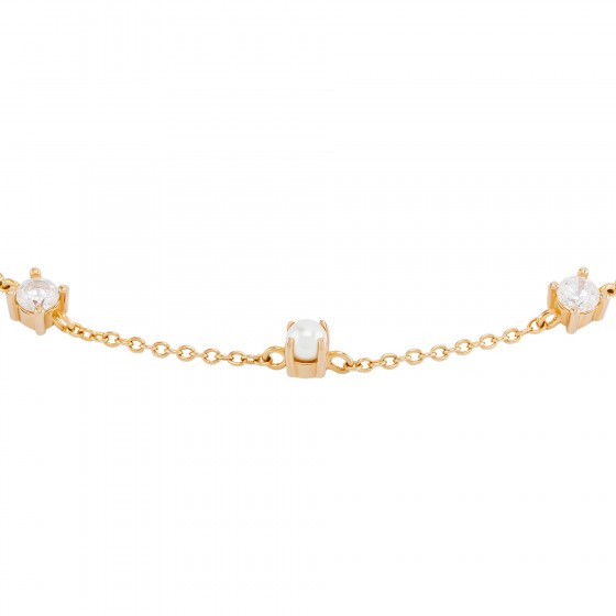 Classy Pearls & Solitaires Golden Bracelet