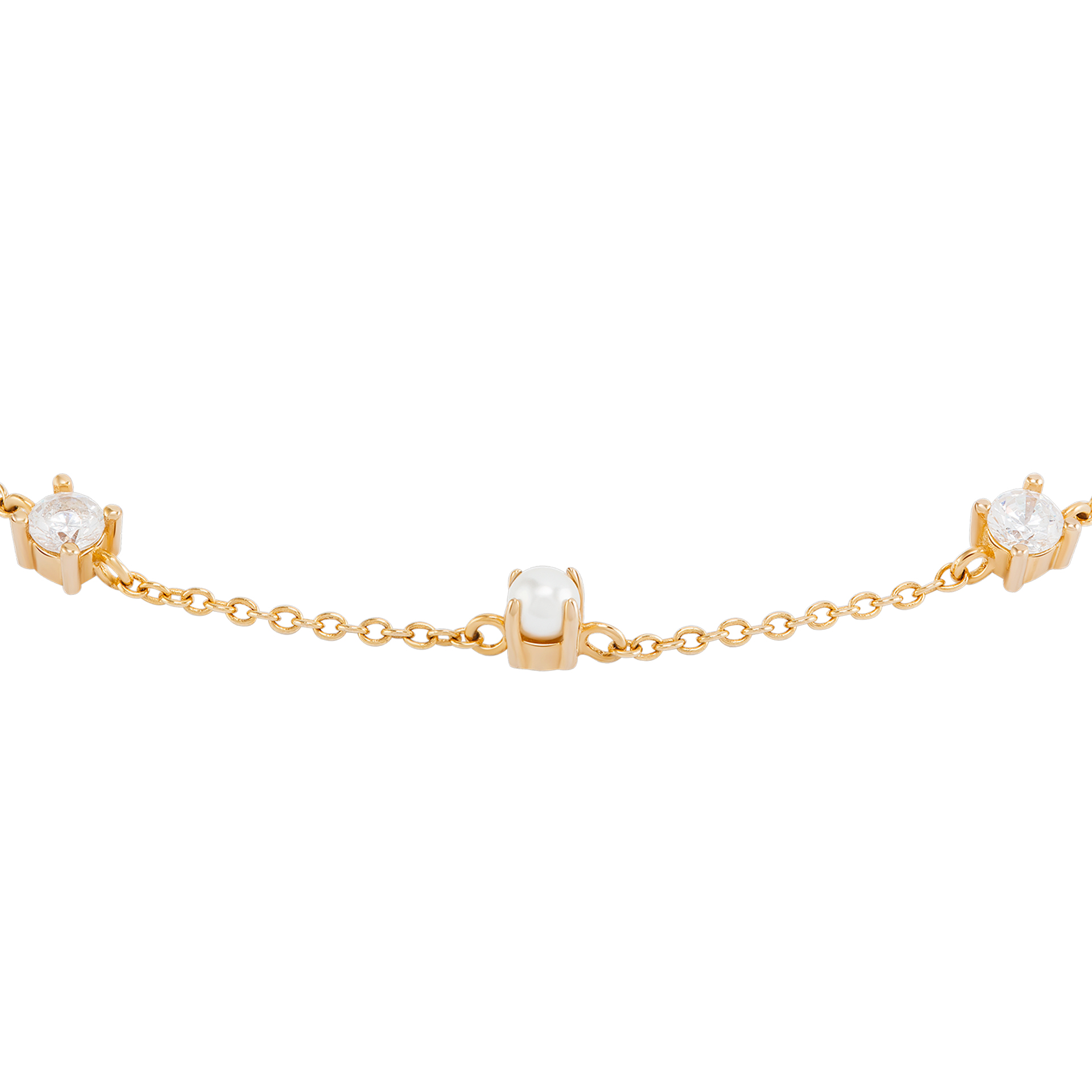 Pulseira Classy Pearls & Solitaires Golden