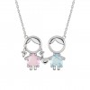 Mum Girl Pink and Boy Blue Necklace