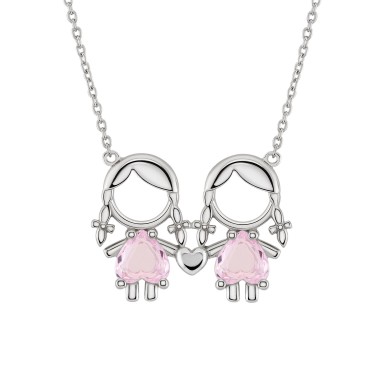 Mum Girl & Girl Pink Necklace