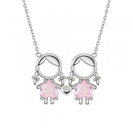 Mum Girl & Girl Pink Necklace