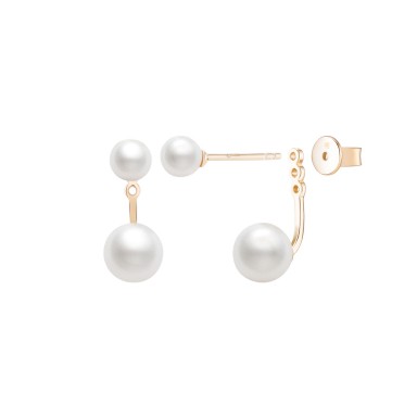 Double Pearls Golden Earrings