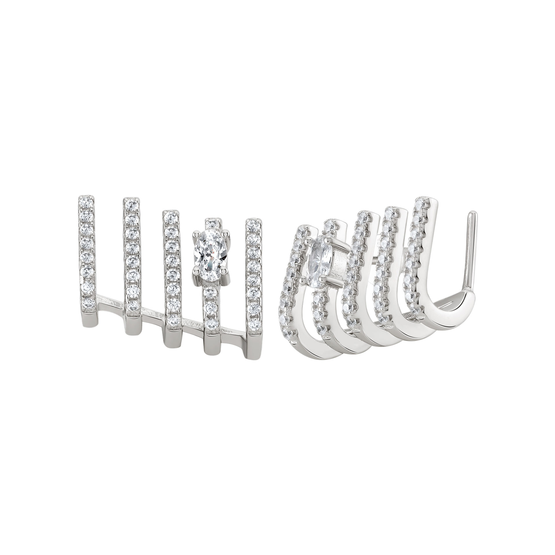 Brincos Party Glow Five Lines Shiny Silver