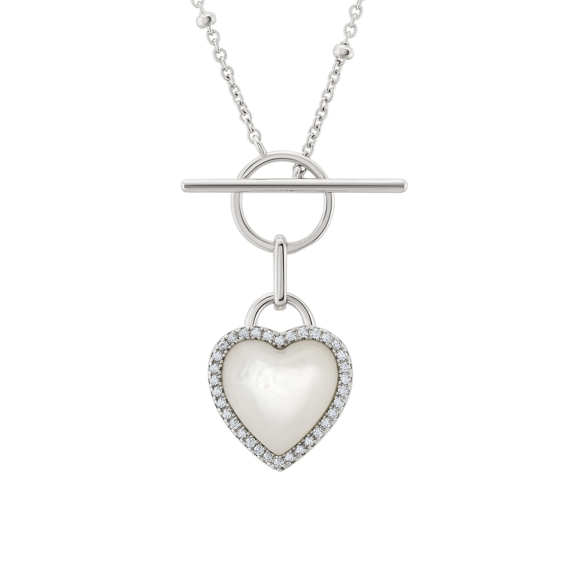 Colar Classy Heart Mother of Pearls Silver