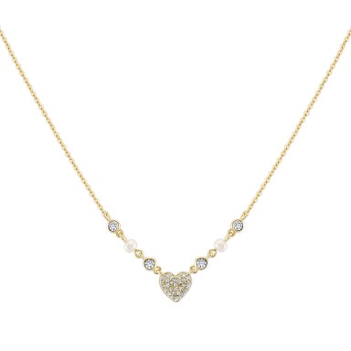 Fun Heart & Pearls Necklace