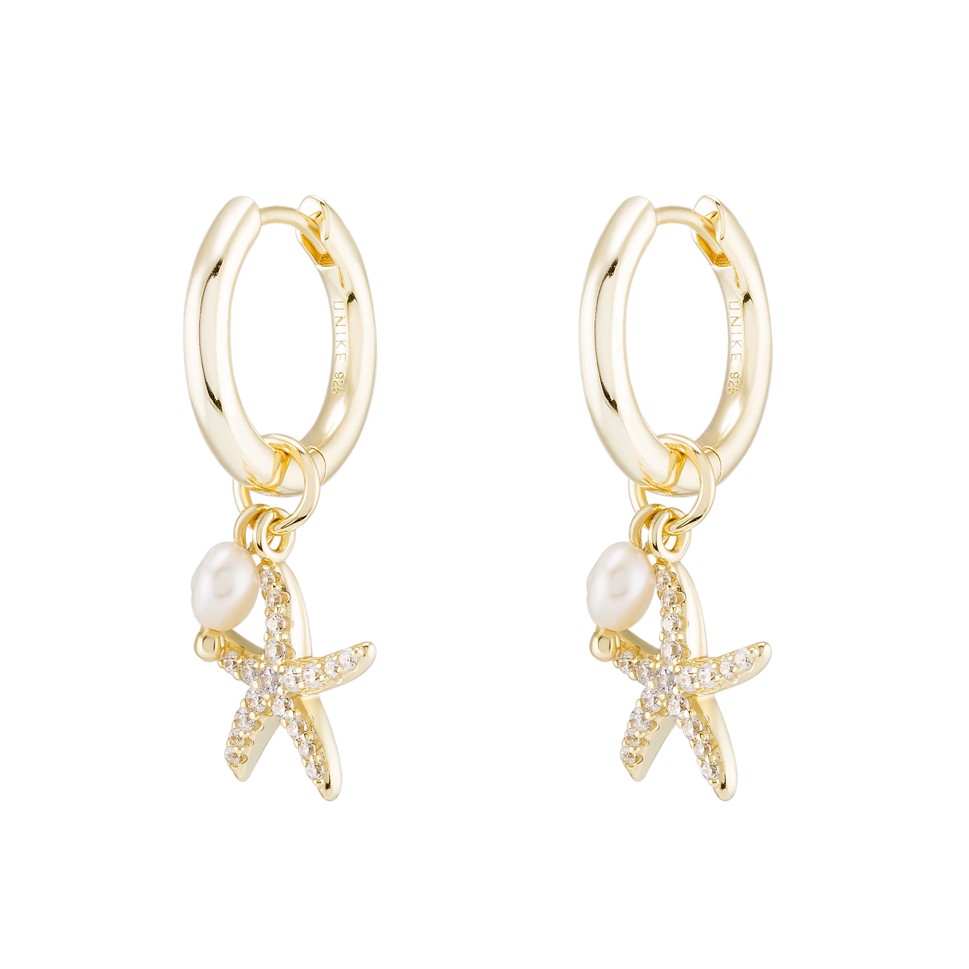Fun Star Pearl Golden Hoops