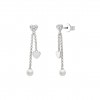 Classy Hearts & Pearls Silver Earrings