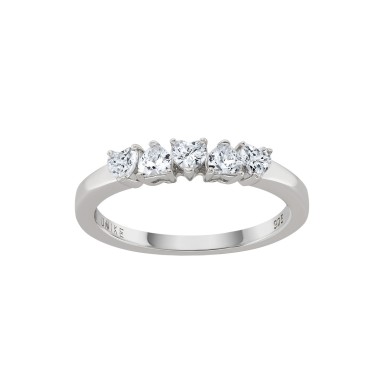 Classy 5 Hearts Silver Ring