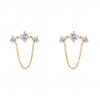 Pendientes Ouro Trendy Triple Solitaire & Chain