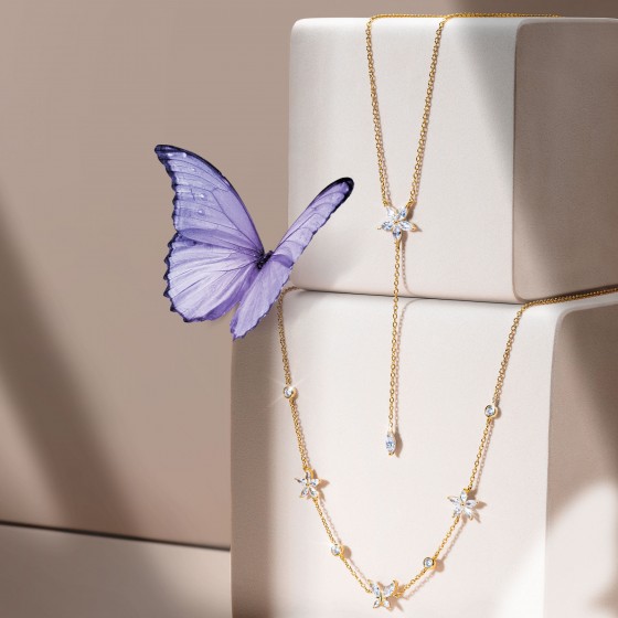 Matchy Navete Flowers and Butterfly Necklace