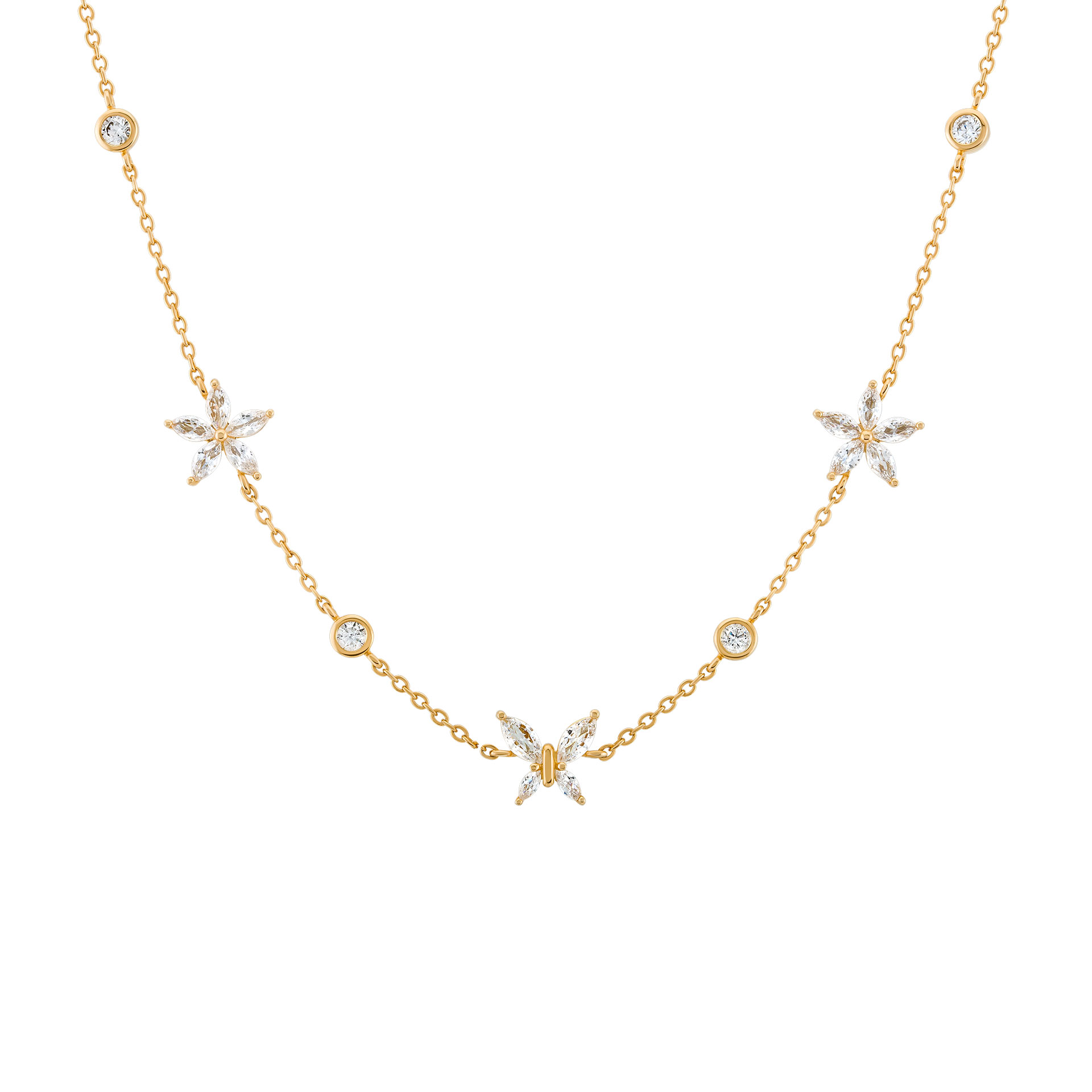 Colar Matchy Navete Flowers and Butterfly