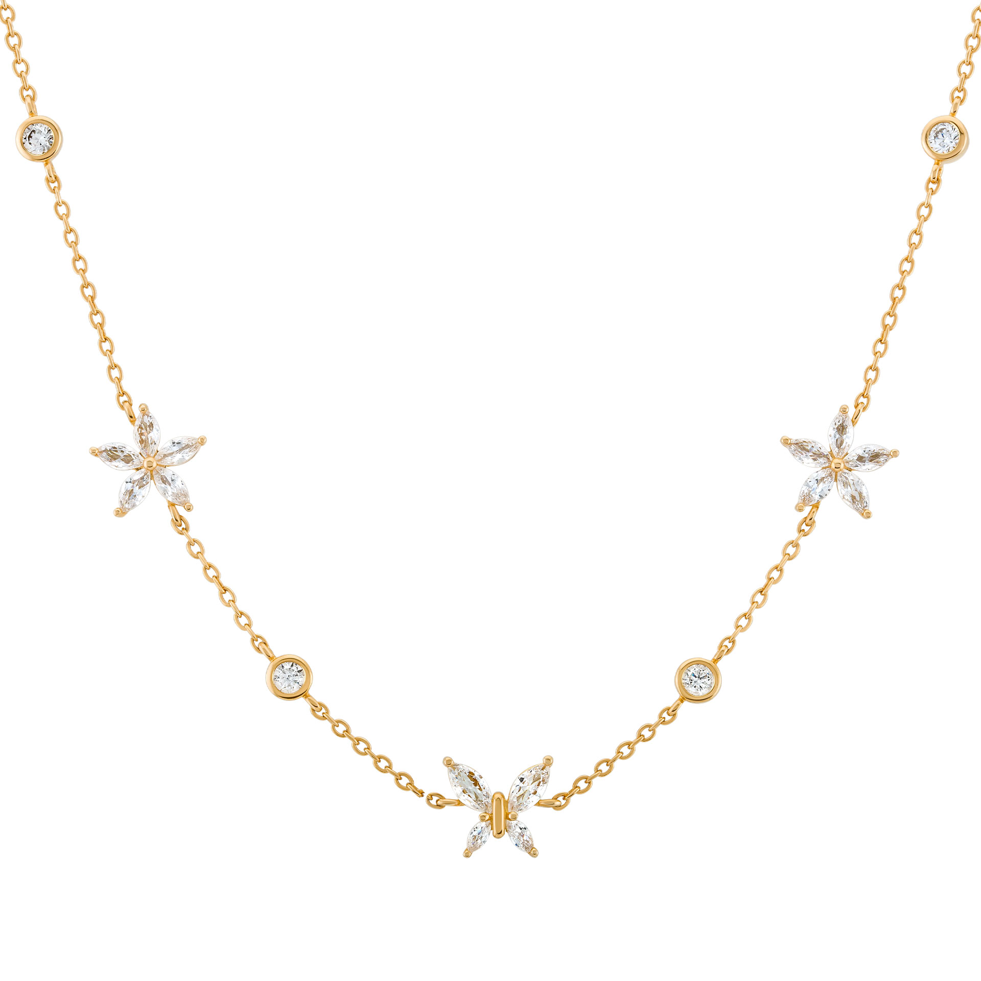 Colar Matchy Navete Flowers and Butterfly