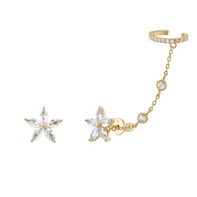 Brincos Matchy Navete Flower Ear Cuff