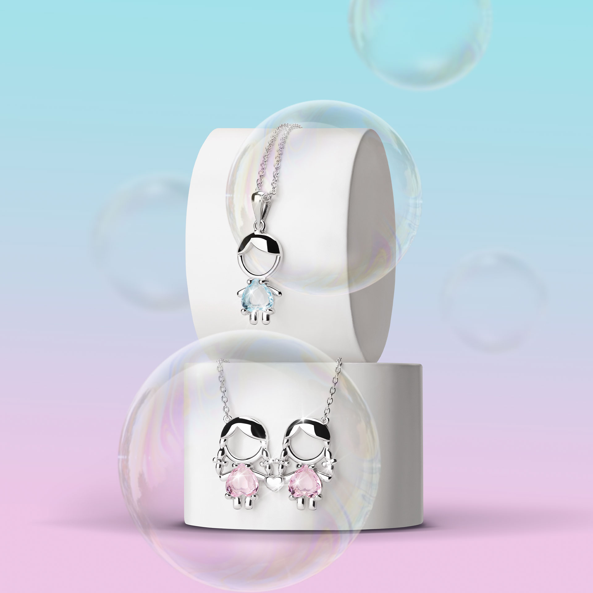 Mum Two Girls Necklace