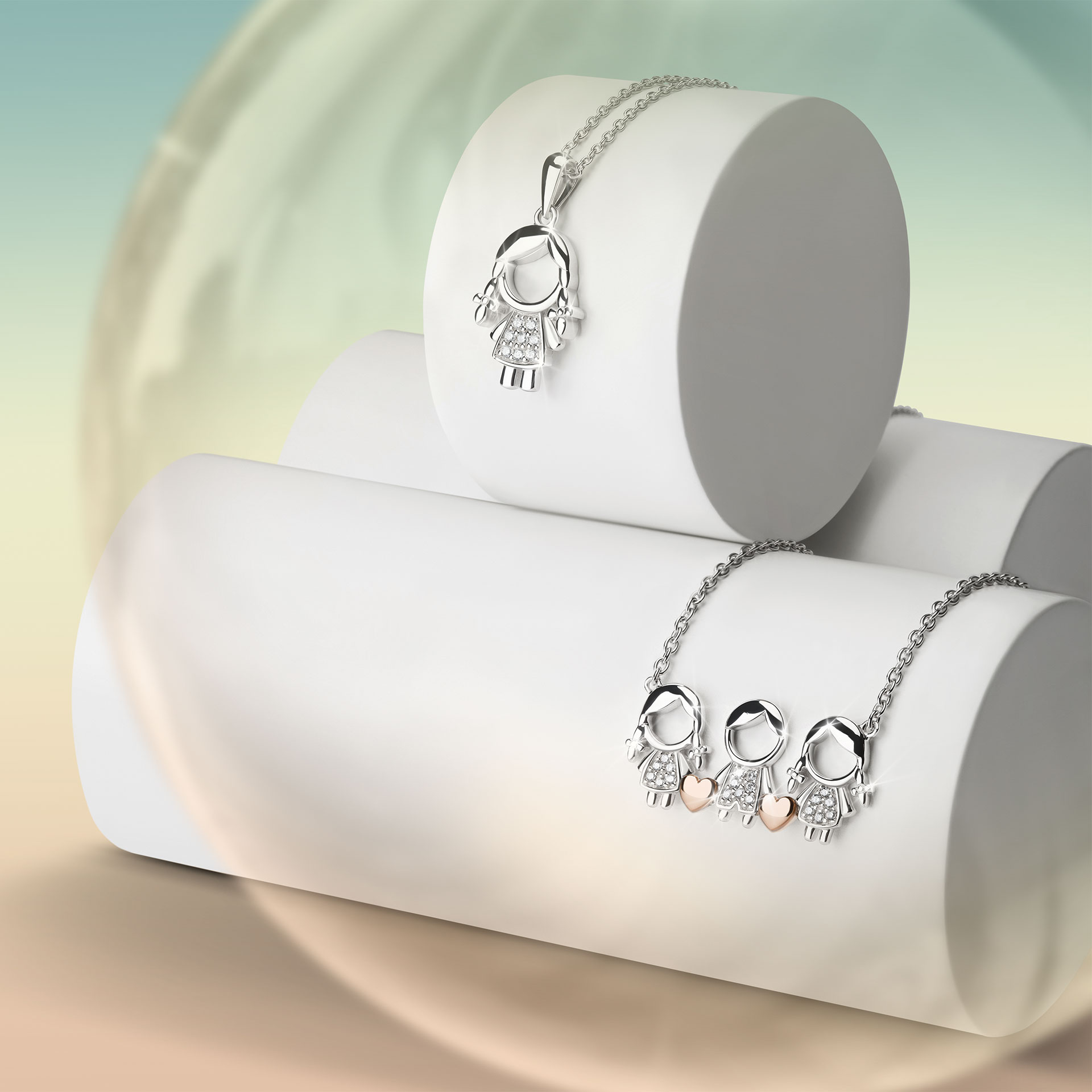 Mum Boy & 2 Girls Necklace