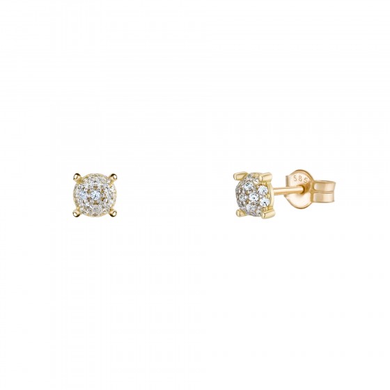 Gold Timeless Round Solitaire Earrings