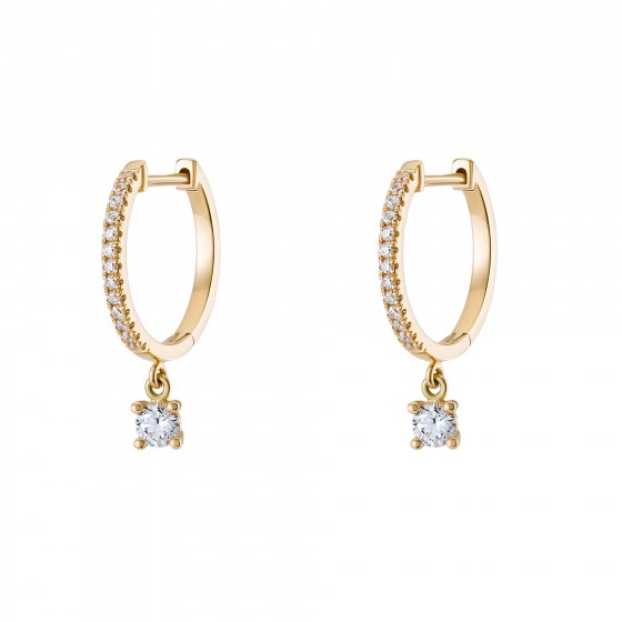 Gold Timeless Solitaire Hoops