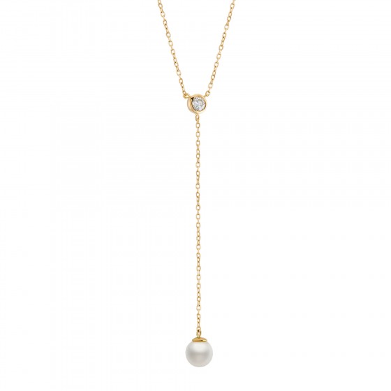 Collar Oro Timeless Pearl & Solitaire