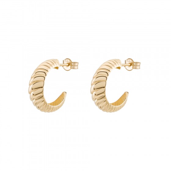 Gold Trendy Twisted Hoops