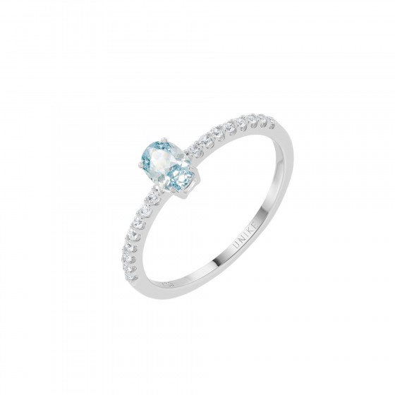 Matchy Colors Aqua Solitaire Ring