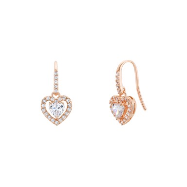 Brincos Love in Rose Zirconia Heart