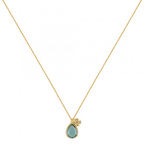 Fun Clover and Blue Stone Necklace