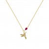 Fun Bird and Red Stone Necklace