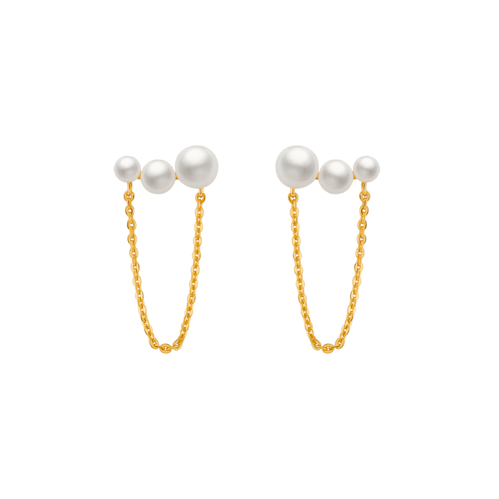 Brincos Fun Pearls and Chain