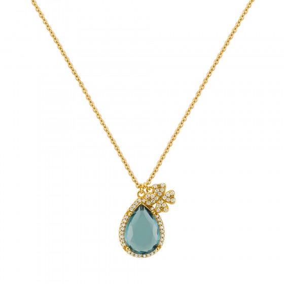 Fun Clover and Blue Stone Necklace