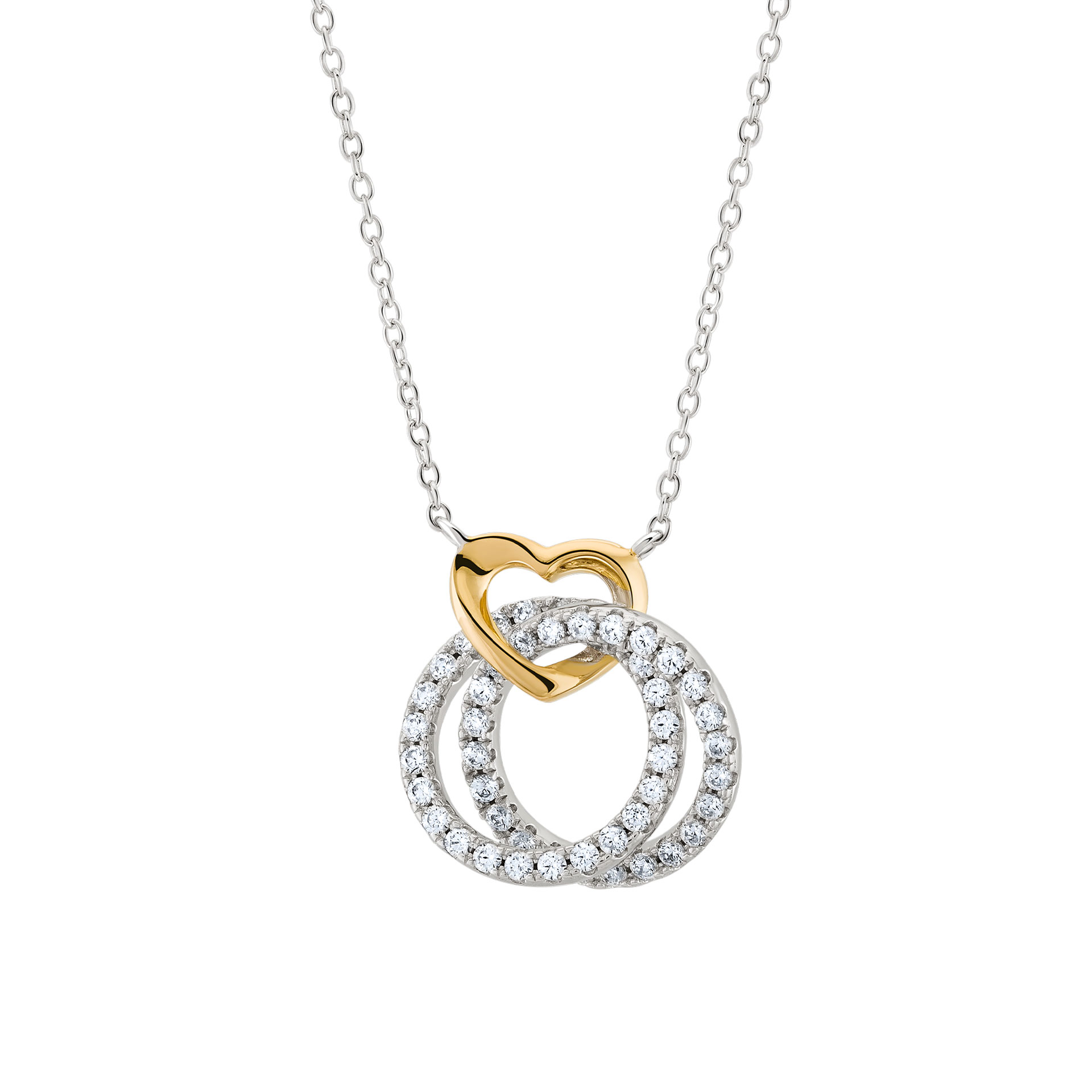 Colar Classy Double Circle Bicolor