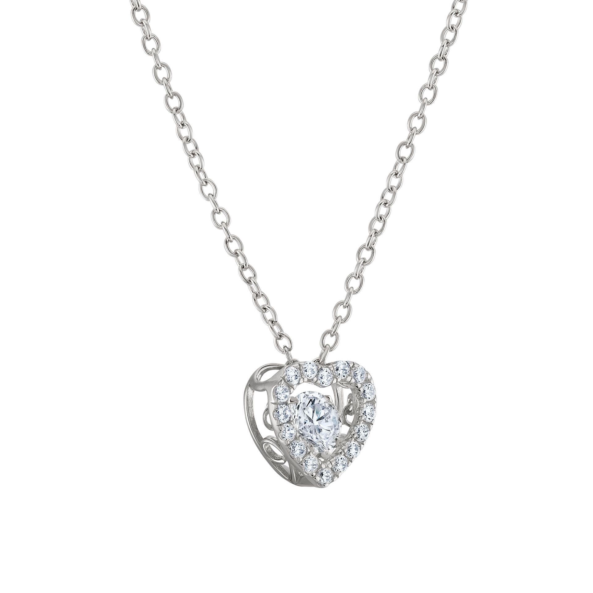 Collar Valentines Day Solitaire Heart Silver