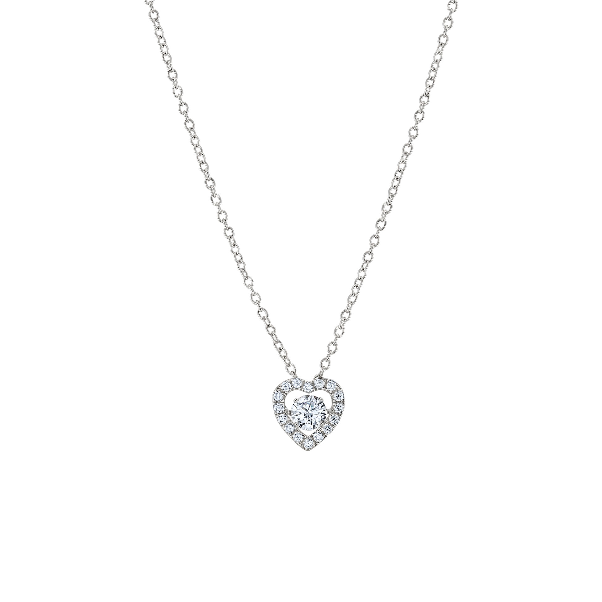 Collar Valentines Day Solitaire Heart Silver