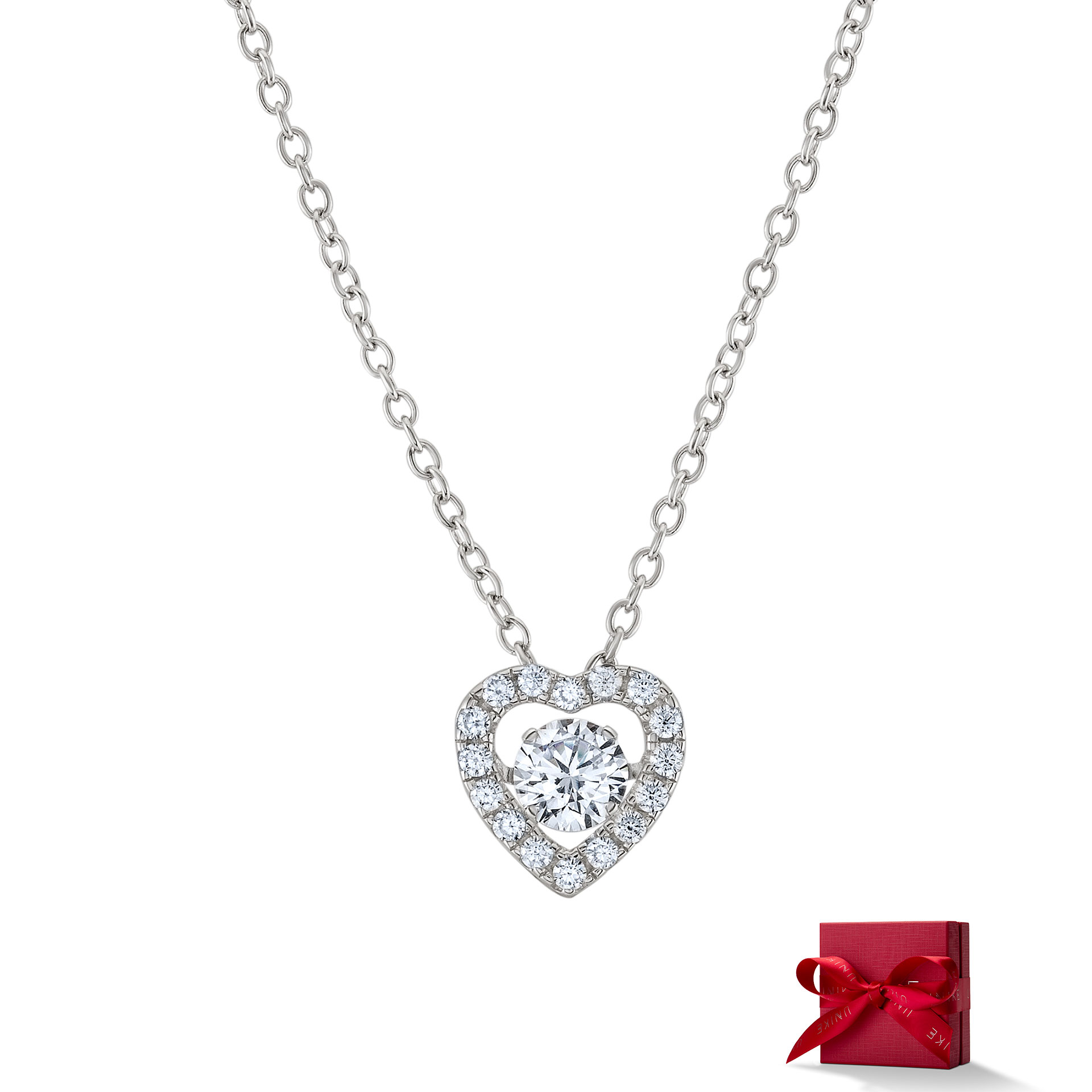 Collar Valentines Day Solitaire Heart Silver