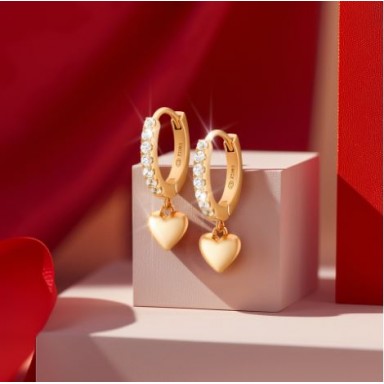 Pendientes Plain Heart Golden Shinny