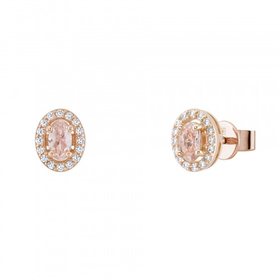 Brincos Love in Rose Oval Solitaire Pink