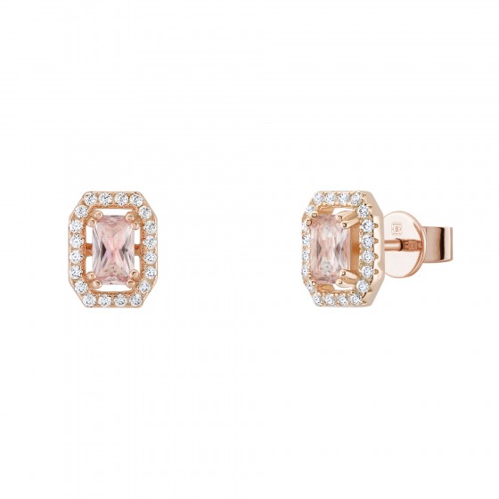 Love in Rose Oval Rectangle Pink Earrings