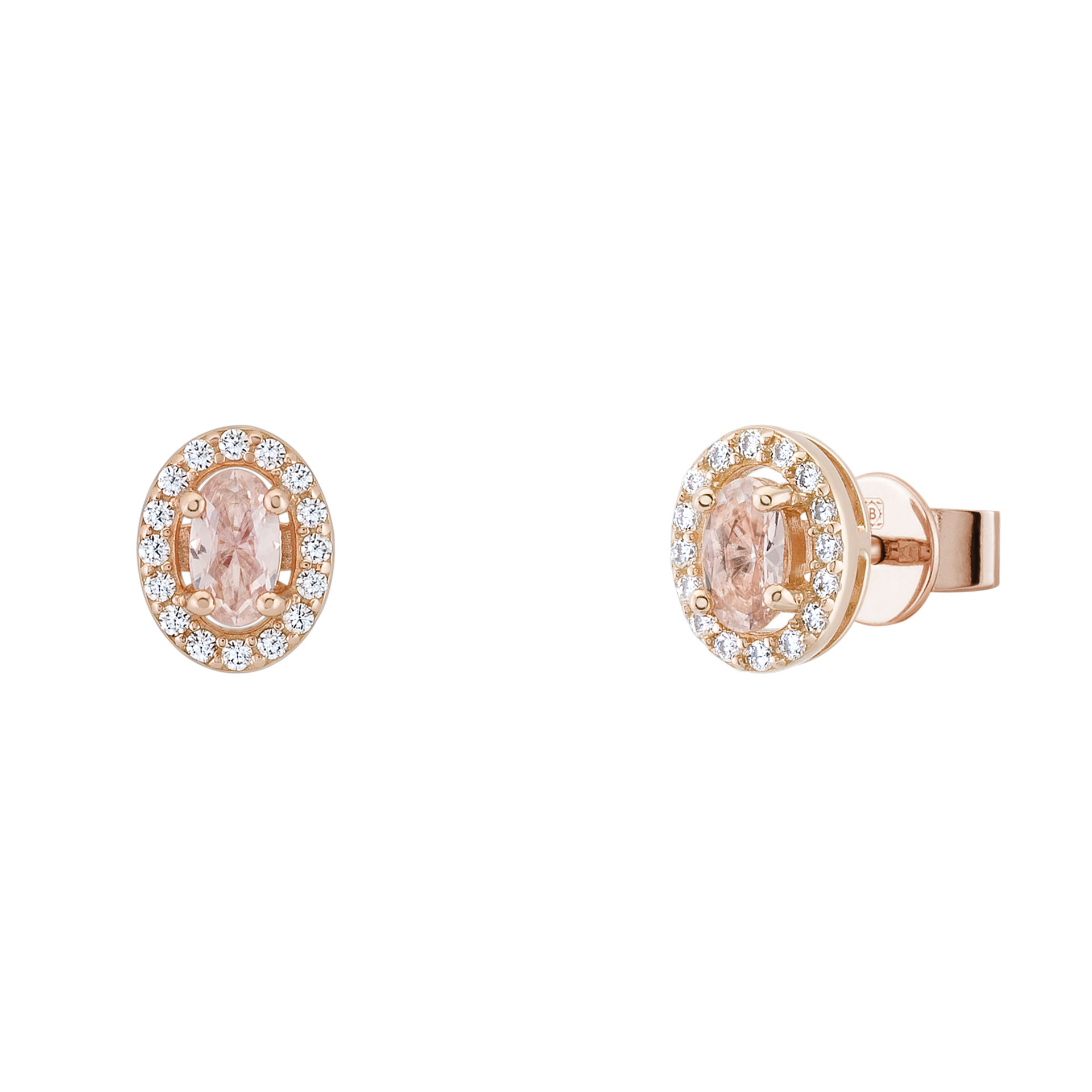 Love in Rose Oval Solitaire Pink Earrings