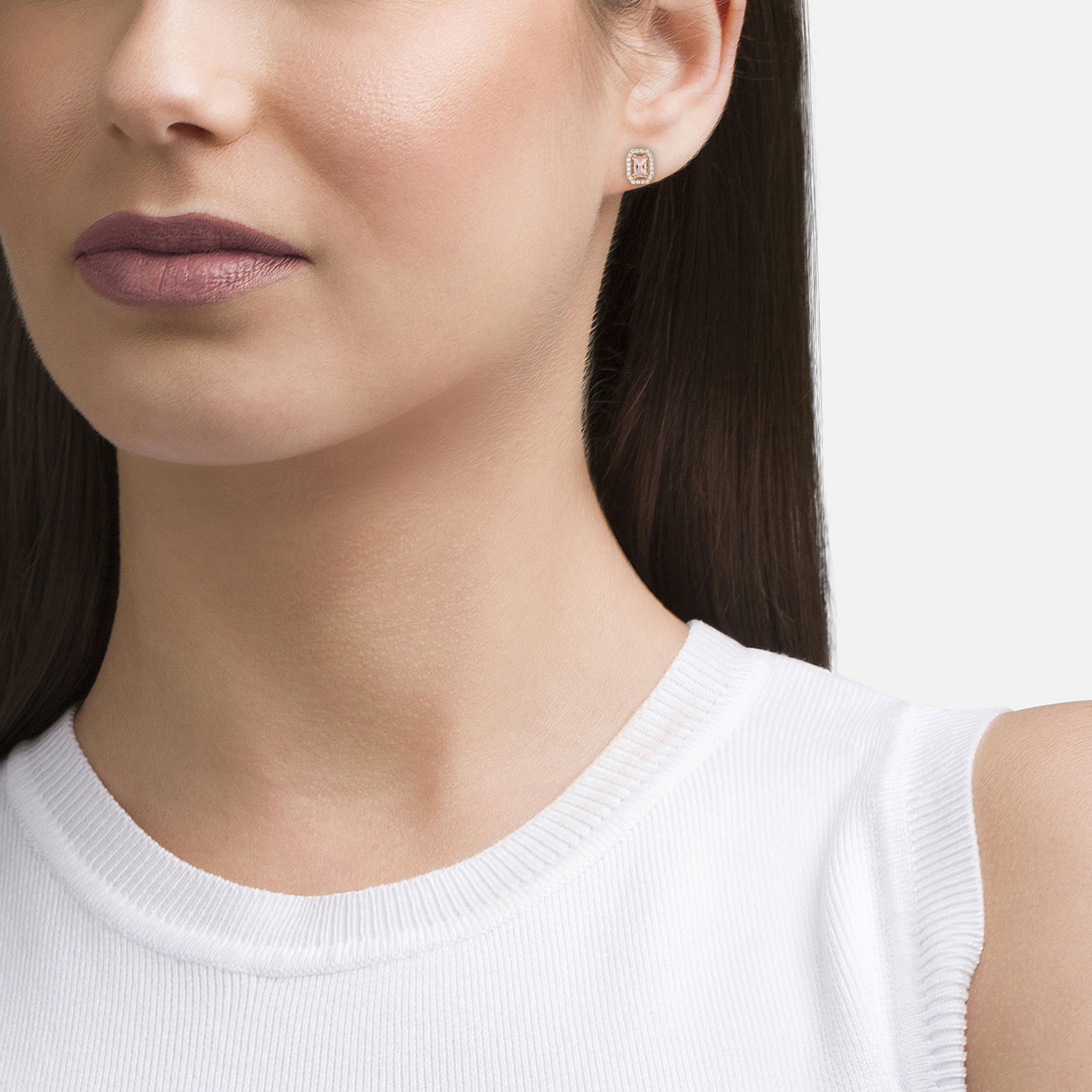 Love in Rose Oval Rectangle Pink Earrings