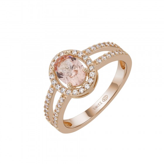Anillo Love in Rose Oval Solitaire Pink