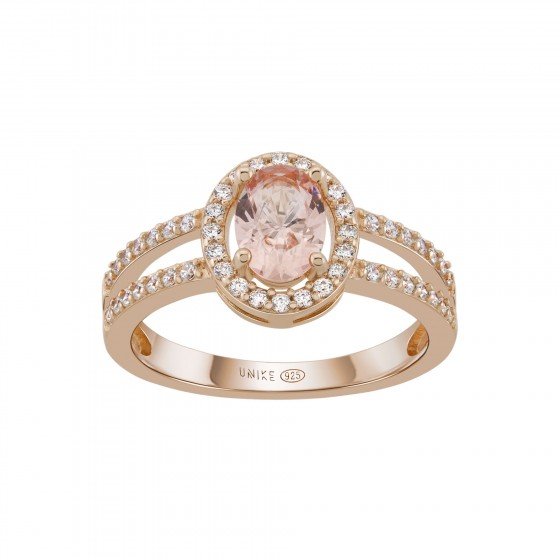 Anillo Love in Rose Oval Solitaire Pink