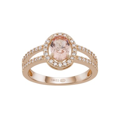 Anillo Love in Rose Oval Solitaire Pink