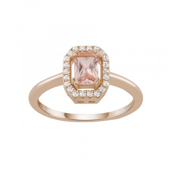Love in Rose Oval Rectangle Pink Ring
