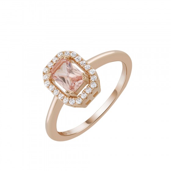 Love in Rose Oval Rectangle Pink Ring