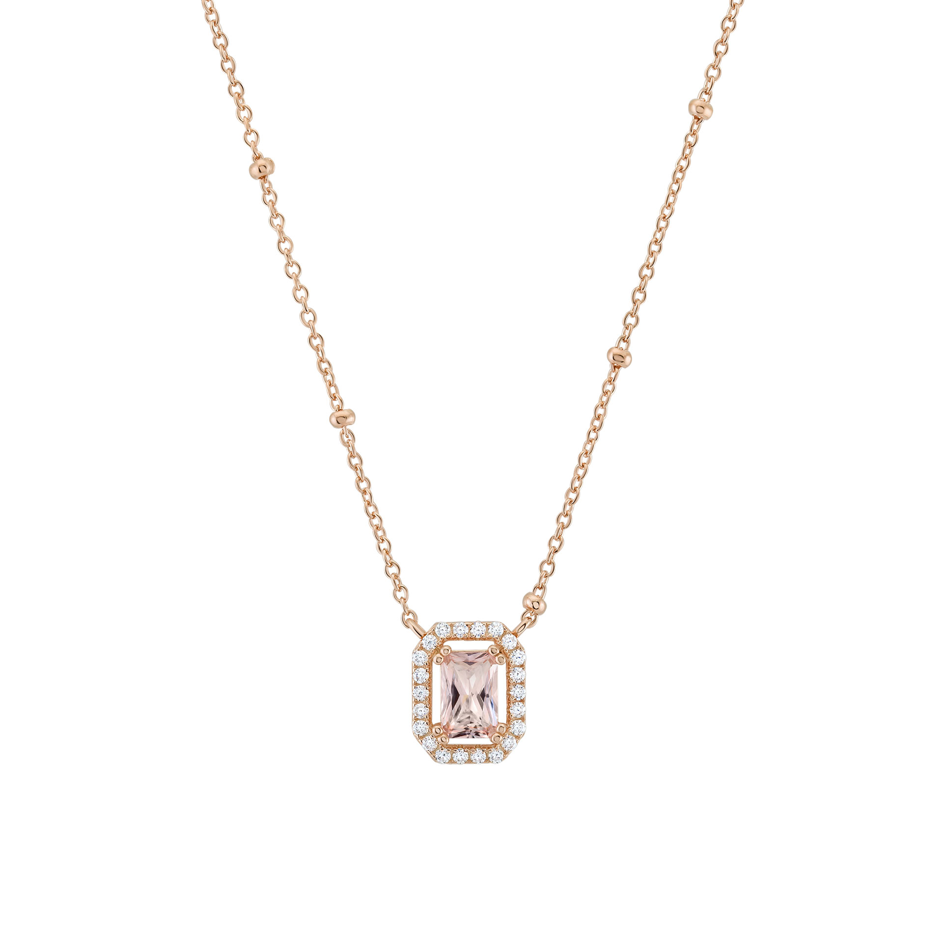 Colar Love in Rose Oval Rectangle Pink