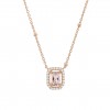 Love in Rose Oval Rectangle Pink Necklace