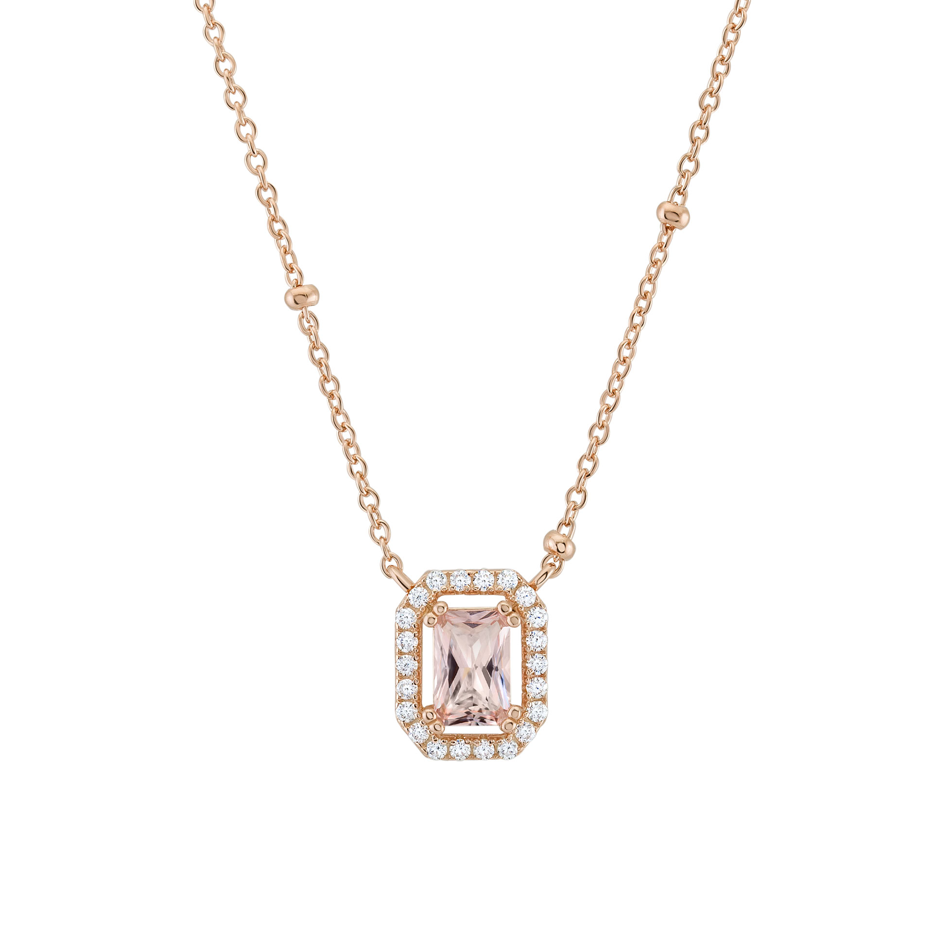 Colar Love in Rose Oval Rectangle Pink