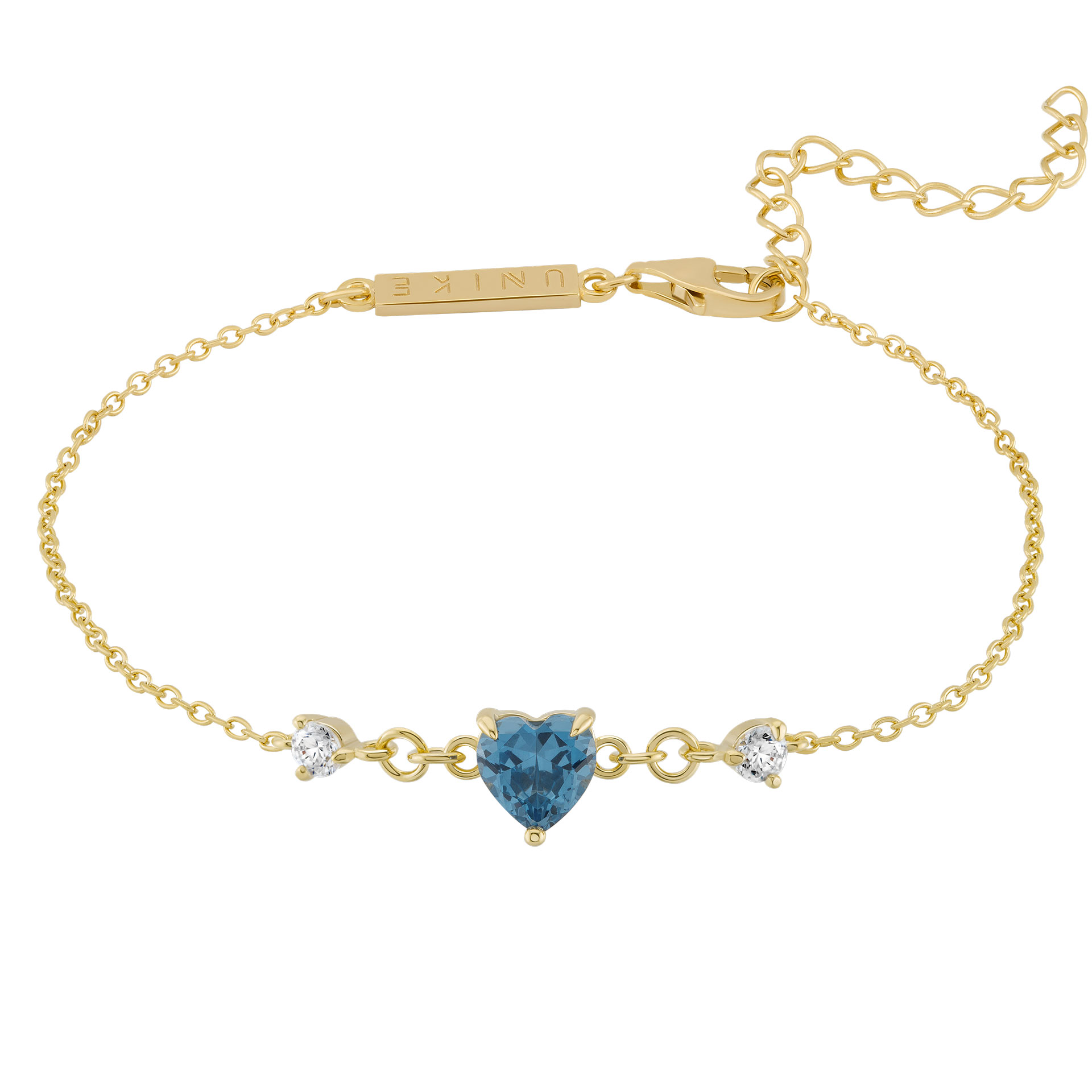 Pulseira Classy Blue Heart Gold